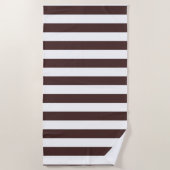Serviette De Plage Brun et blanc rayures verticales café (Devant)