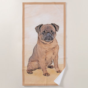 Serviette De Plage Bruxelles Griffon Smooth Painting Original Chien A