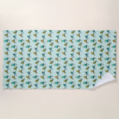 Serviette de plage Budgie Frenzy (Cyan) (Devant)