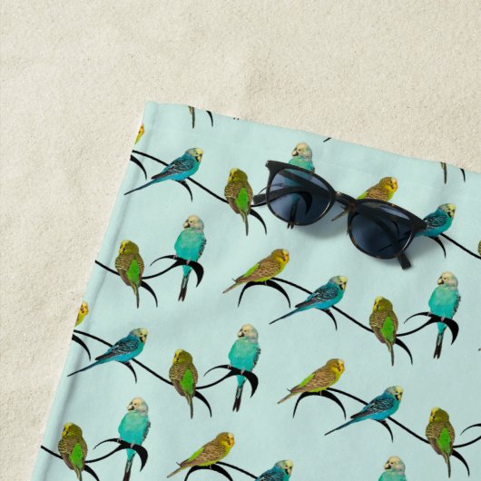 Serviette de plage Budgie Frenzy (Cyan) (En situation)