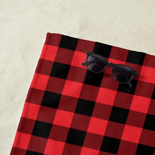 Serviette De Plage Buffalo Plaid Red Black Check (En situation)