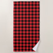 Serviette De Plage Buffalo Plaid Red Black Check (Devant)