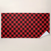 Serviette De Plage Buffalo Plaid Red Black Check (Devant)