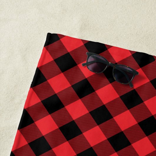 Serviette De Plage Buffalo Plaid Red Black Check (En situation)