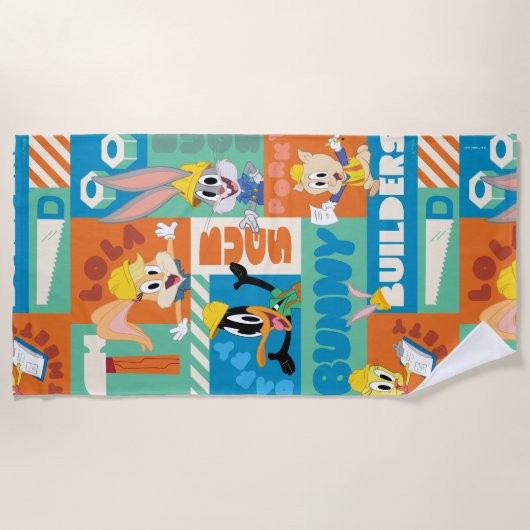 Serviette De Plage BUGS BUNNY BUILDERS™| Character Grid Pattern (Devant)