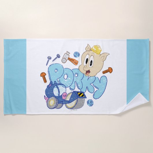 Serviette De Plage BUGS BUNNY BUILDERS™| Dessin de Porky (Devant)
