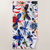 Serviette De Plage Bugs colorés Aquarelle Whimsical Insects Art (Devant)