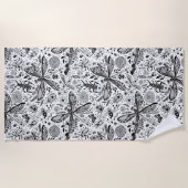 Serviette De Plage Bugs de Doodle sur bleu foncé (Devant)