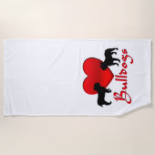 Serviette De Plage Bulldogs de coeur (Devant)