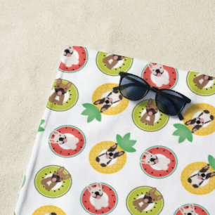 Serviette De Plage Bulldogs français dans la piscine de fruits Flotte
