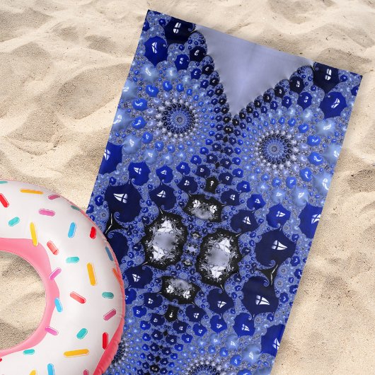 Serviette De Plage Bulles fractales Ombre Bleu Abstrait