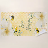 Serviette De Plage Bumble abeilles jaunes fleurs abeilles heureux (Devant)