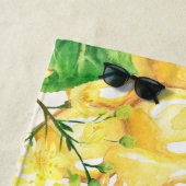 Serviette De Plage Bumble abeilles miel fleurons jaunes monogramme (En situation)