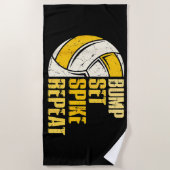 Serviette De Plage Bump Set Spike Répéter Volleyball Funny (Devant)