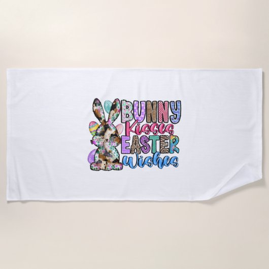 Serviette De Plage Bunny Baisers souhaits de Pâques (Devant)