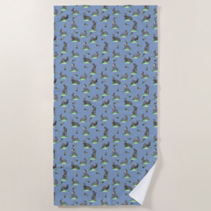 Serviette de plage Bunny Carrot Craze (Bleu)