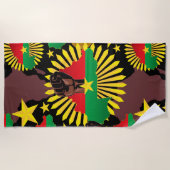 Serviette De Plage Burkina Faso Carte, drapeau et première révolution (Devant)