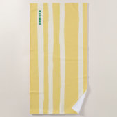 Serviette De Plage Butter Yellow Striped Chic Personalized Summer (Devant)
