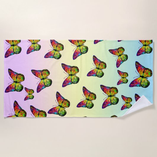 SERVIETTE DE PLAGE BUTTERFLIES COLORÉS ABSTRAITS (Devant)