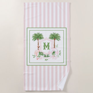 Serviette De Plage Cabana Rayures Palm Beach Monogramme Armoiries