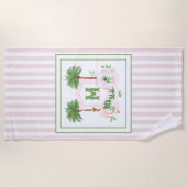 Serviette De Plage Cabana Stripes Palm Beach Monogram Crest (Devant)