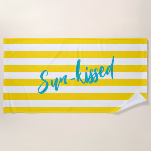 Serviette De Plage Cabane rayée mignonne baisée par le soleil Soirée