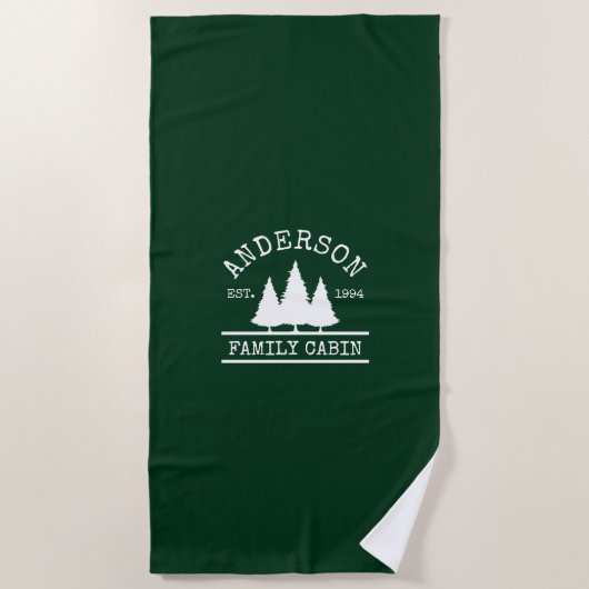 Serviette De Plage Cabine Nom de famille Forest Green (Devant)