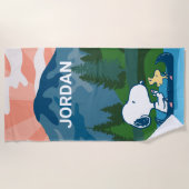 Serviette De Plage cacahuètes | Canoë Snoopy & Woodstock (Devant)