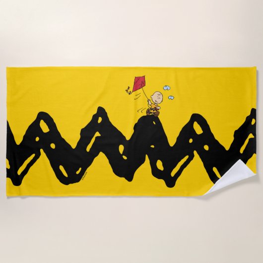 Serviette De Plage cacahuètes | Charlie Brown volant Kite (Devant)