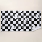 Serviette De Plage cacahuètes | Drapeau À damiers Snoopy (Devant)