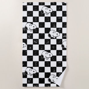 Serviette De Plage cacahuètes   Drapeau À damiers Snoopy