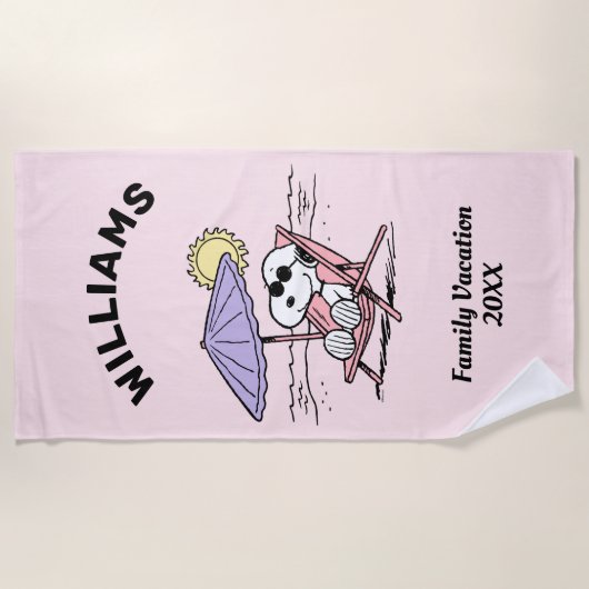 Serviette De Plage cacahuètes | Snoopy Beach Vacances en famille (Devant)