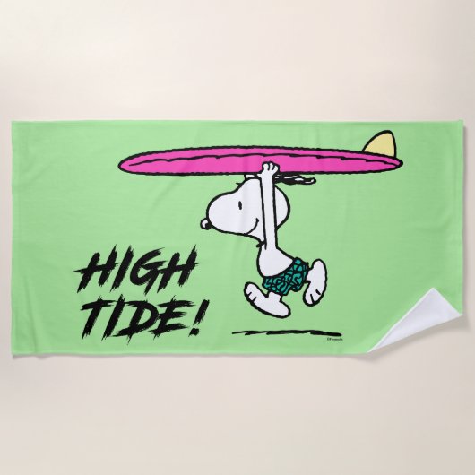 Serviette De Plage cacahuètes | Snoopy Courir sur le Surf (Devant)