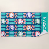 Serviette De Plage cacahuètes | Snoopy Dark Blue | Ajouter Votre Nom (Devant)
