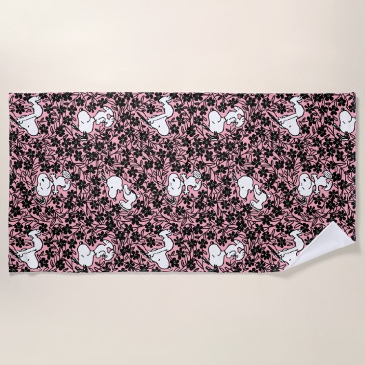 Serviette De Plage cacahuètes | Snoopy Flower Vine Motif (Devant)