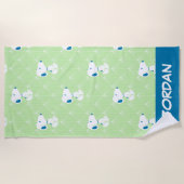 Serviette De Plage cacahuètes | Snoopy Green Deco | Ajouter Votre Nom (Devant)