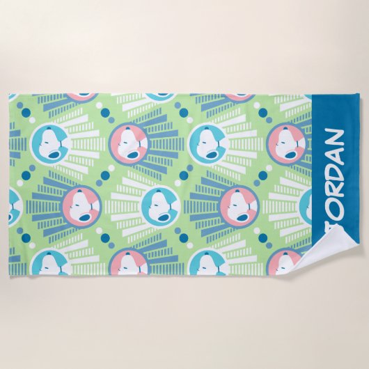 Serviette De Plage cacahuètes | Snoopy Mint Green Deco | Ajouter Votr (Devant)