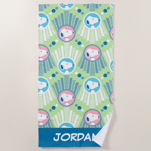 Serviette De Plage cacahuètes | Snoopy Mint Green Deco | Ajouter Votr (Devant)