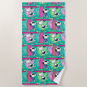 Serviette De Plage cacahuètes Snoopy Turquoise Surf Motif