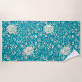 Serviette De Plage cacahuètes | Snoopy Turquoise Tropical Beach Motif (Devant)