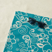 Serviette De Plage cacahuètes | Snoopy Turquoise Tropical Beach Motif (En situation)