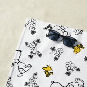 Serviette De Plage cacahuètes | Snoopy & Woodstock B&W Flower Motif (En situation)