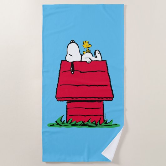 Serviette De Plage cacahuètes | Snoopy & Woodstock Doghouse (Devant)