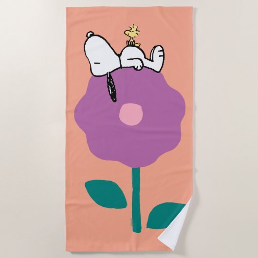 Serviette De Plage cacahuètes | Snoopy & Woodstock Flower Whististle (Devant)