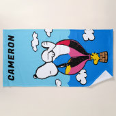 Serviette De Plage cacahuètes | Snoopy & Woodstock Hot Air Balloon (Devant)