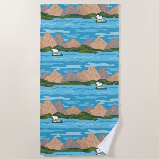 Serviette De Plage cacahuètes | Snoopy & Woodstock Motif de course en (Devant)