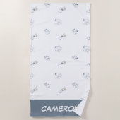 Serviette De Plage cacahuètes | Snoopy & Woodstock Motif gris doux (Devant)