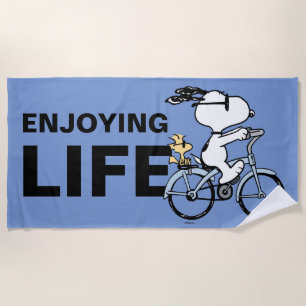 Serviette De Plage cacahuètes Vélo Snoopy & Woodstock
