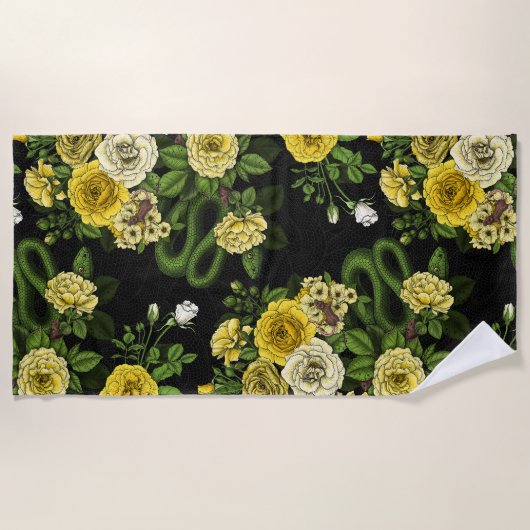 Serviette De Plage Caché en rose, jaune et vert (Devant)