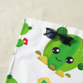 Serviette De Plage Cactus mignons, Cactus Motif, Succulent, Votre Nom (En situation)